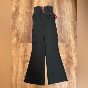 Spanx Perfect Sleeveless Bodysuit Jumpsuit Large Petite Black Flare Slimming NWT